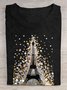 Cotton La Tour Eiffel Loose Casual T-Shirt