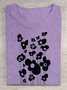 Floral print round neck short sleeved T-shirt