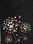 Dandelion print round neck short sleeved T-shirt