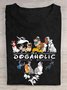 Crew Neck Animal Letter Pattern Casual Loose T-Shirt