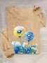 Dandelion Cotton-Blend Casual Crew Neck T-Shirt