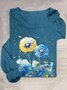 Dandelion Cotton-Blend Casual Crew Neck T-Shirt