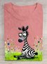 Cotton Casual Zebra Crew Neck T-Shirt
