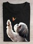 Crew Neck Dog Cotton Casual T-Shirt
