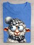 Quirky Sheep Cotton Crew Neck Animal Casual T-Shirt