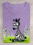 Cotton Casual Zebra Crew Neck T-Shirt