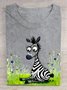 Cotton Casual Zebra Crew Neck T-Shirt