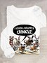 Dog letter printed round neck casual T-shirt