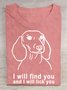 Dog letter printed round neck T-shirt