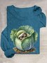 Funny vegetable animal print round neck T-shirt