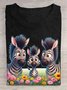 Floral and Donkey Casual Crew Neck T-Shirt