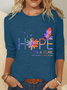 Women's Hope For A Cure Purple Ribbon Alzheimer's Awareness Fighter Supporter Casual Long Sleeve Shirt