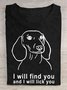 Dog letter printed round neck T-shirt