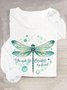 Loose Cotton-Blend Dragonfly Casual T-Shirt