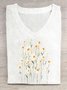 Floral Cotton-Blend Casual T-Shirt