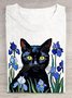 Crew Neck Loose Casual Floral T-Shirt
