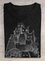 Casual Cotton Crew Neck Cat T-Shirt
