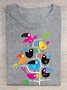 Casual Cotton Bird Loose T-Shirt