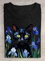 Crew Neck Loose Casual Floral T-Shirt