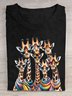 Cotton Casual Giraffe Crew Neck Loose T-Shirt