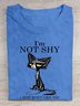 Funny Cat Text Letter Printed Round Neck T-shirt