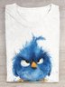 Casual Loose Bird Cotton Crew Neck T-Shirt