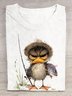 Loose Cotton Casual Duck And Fish T-Shirt