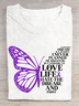 Alzheimer's Disease Is A Journey Purple Butterfly Cotton T-Shirt