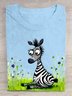 Cotton Casual Zebra Crew Neck T-Shirt