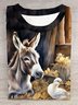 Horse print casual T-shirt
