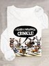 Dog letter printed round neck casual T-shirt